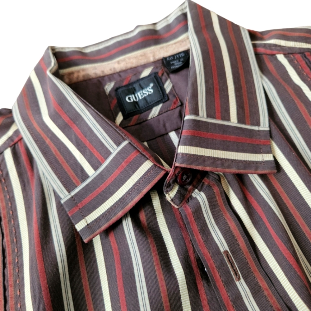Guess Button Up Long Sleeve Casual Striped Shirt